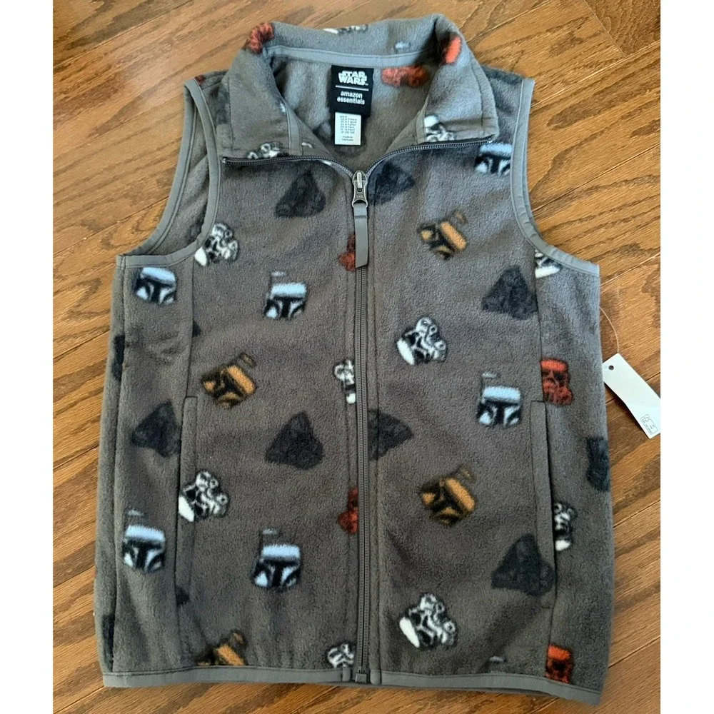 Star Wars Darth Vader Fleece Vest Boys Small 6-7 Gray NEW w/‎ Tags!